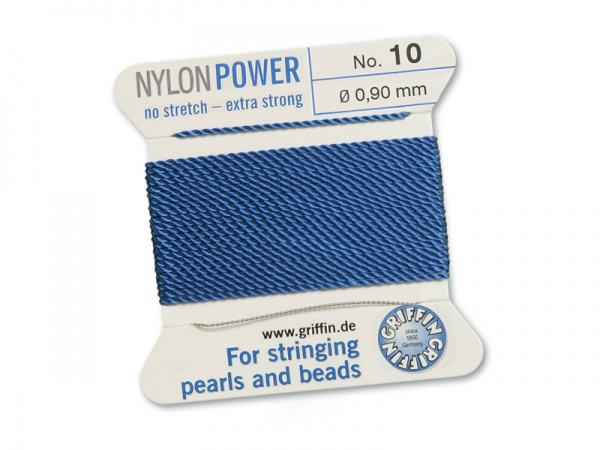 Griffin Nylon Power Beading Thread & Needle ~ Size 10 ~ Blue