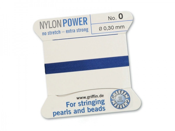 Griffin Nylon Power Beading Thread & Needle ~ Size 0 ~ Dark Blue