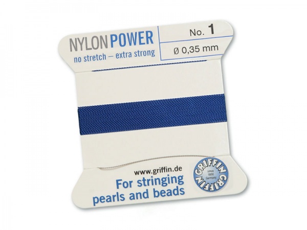 Griffin Nylon Power Beading Thread & Needle ~ Size 1 ~ Dark Blue