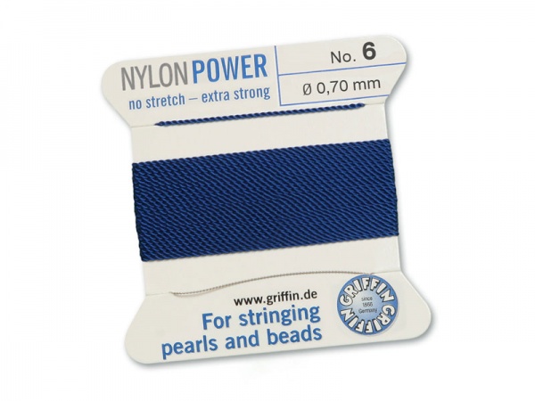 Griffin Nylon Power Beading Thread & Needle ~ Size 6 ~ Dark Blue