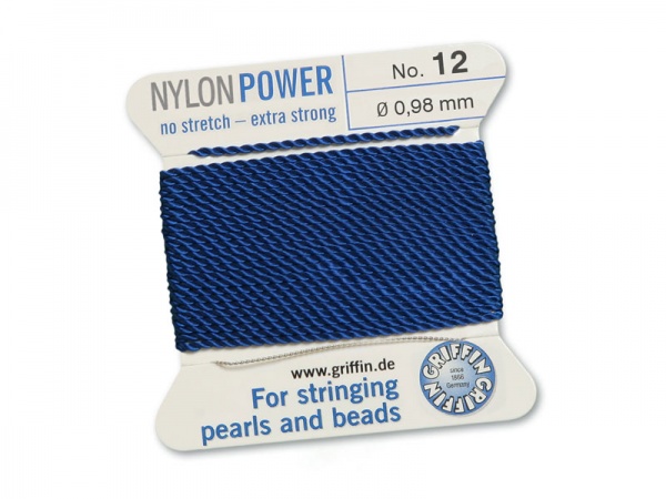 Griffin Nylon Power Beading Thread & Needle ~ Size 12 ~ Dark Blue
