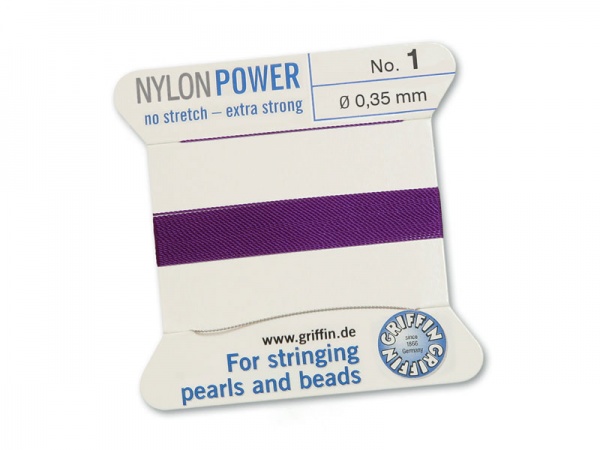 Griffin Nylon Power Beading Thread & Needle ~ Size 1 ~ Amethyst