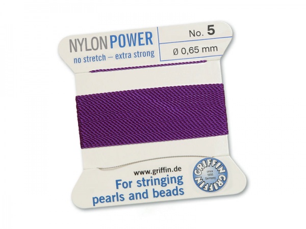 Griffin Nylon Power Beading Thread & Needle ~ Size 5 ~ Amethyst