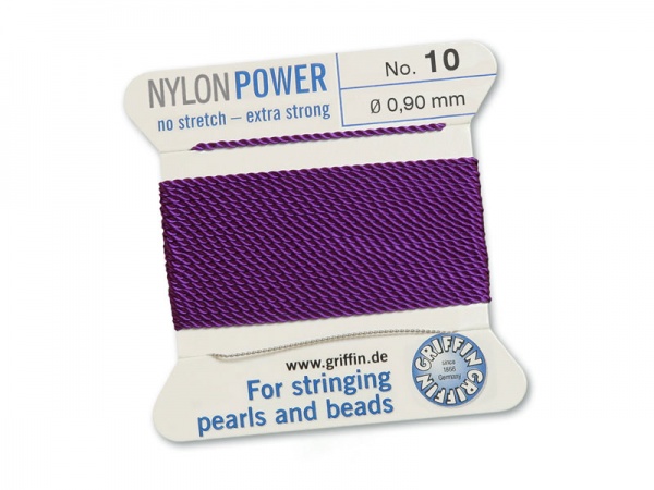 Griffin Nylon Power Beading Thread & Needle ~ Size 10 ~ Amethyst