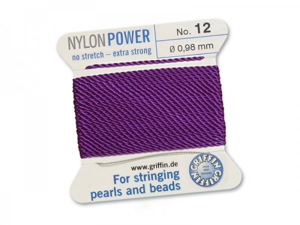 Griffin Nylon Power Beading Thread & Needle ~ Size 12 ~ Amethyst