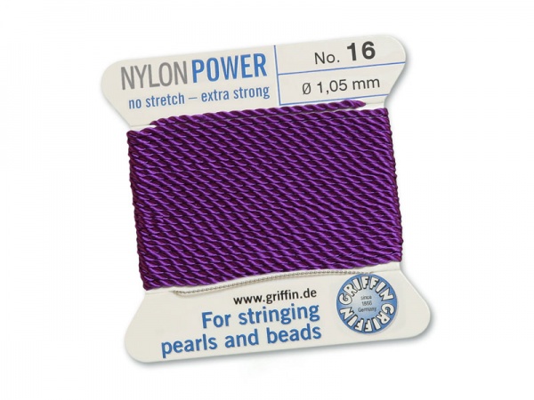 Griffin Nylon Power Beading Thread & Needle ~ Size 16 ~ Amethyst