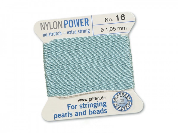 Griffin Nylon Power Beading Thread & Needle ~ Size 16 ~ Light Blue