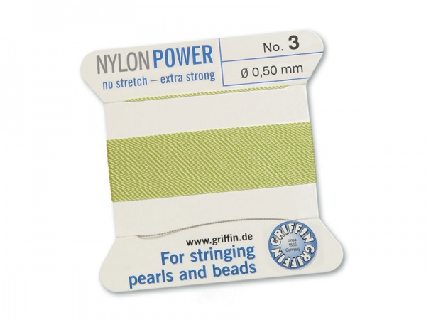 Griffin Nylon Power Beading Thread & Needle ~ Size 3 ~ Jade Green
