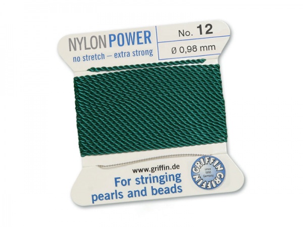 Griffin Nylon Power Beading Thread & Needle ~ Size 12 ~ Green