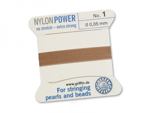 Griffin Nylon Power Beading Thread & Needle ~ Size 1 ~ Beige