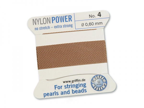 Griffin Nylon Power Beading Thread & Needle ~ Size 4 ~ Beige