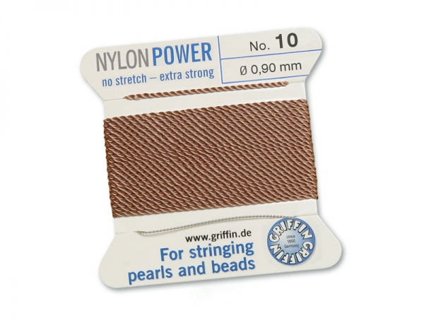 Griffin Nylon Power Beading Thread & Needle ~ Size 10 ~ Beige