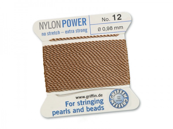 Griffin Nylon Power Beading Thread & Needle ~ Size 12 ~ Beige