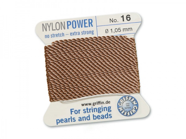 Griffin Nylon Power Beading Thread & Needle ~ Size 16 ~ Beige