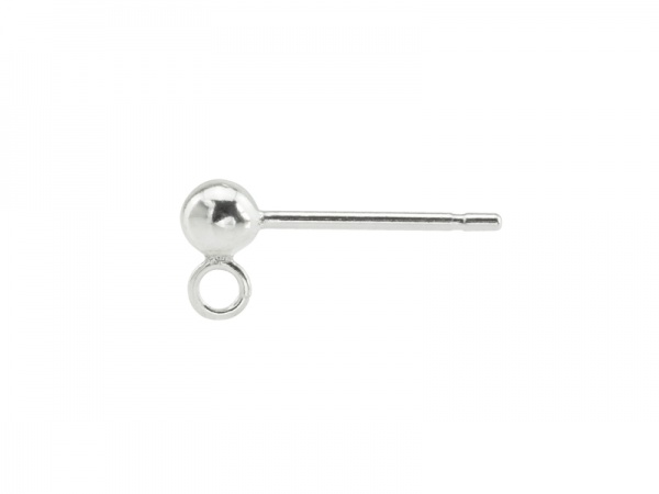 Sterling Silver Ear Post w/Ball 3mm (Open Ring)