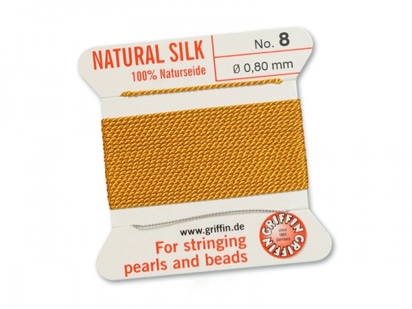 Griffin Silk Beading Thread & Needle ~ Size 8 ~ Amber