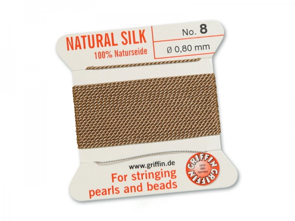 Griffin Silk Beading Thread & Needle ~ Size 8 ~ Beige
