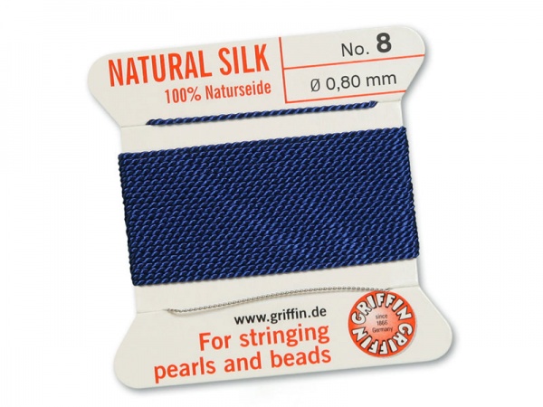 Griffin Silk Beading Thread & Needle ~ Size 8 ~ Dark Blue