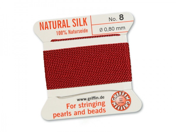 Griffin Silk Beading Thread & Needle ~ Size 8 ~ Garnet