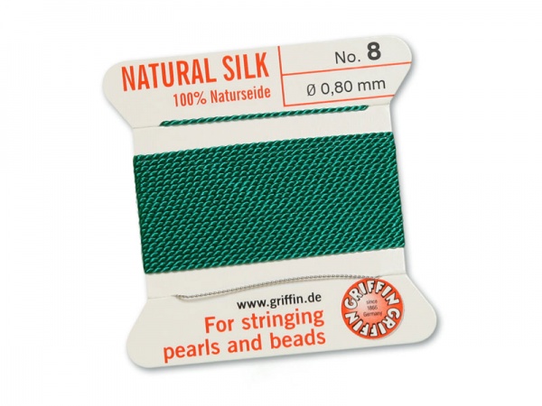 Griffin Silk Beading Thread & Needle ~ Size 8 ~ Green