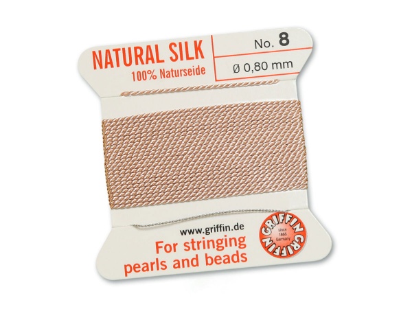 Griffin Silk Beading Thread & Needle ~ Size 8 ~ Light Pink