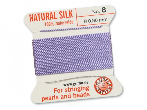 Griffin Silk Beading Thread & Needle ~ Size 8 ~ Lilac