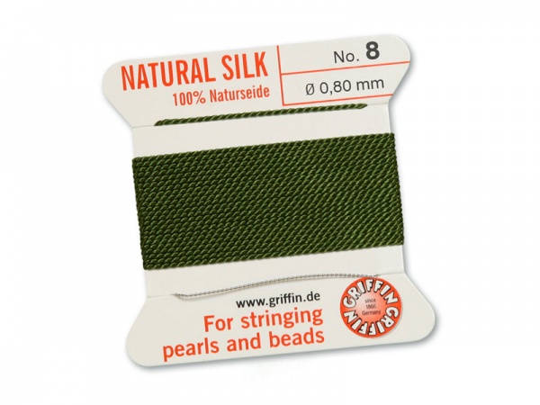 Griffin Silk Beading Thread & Needle ~ Size 8 ~ Olive