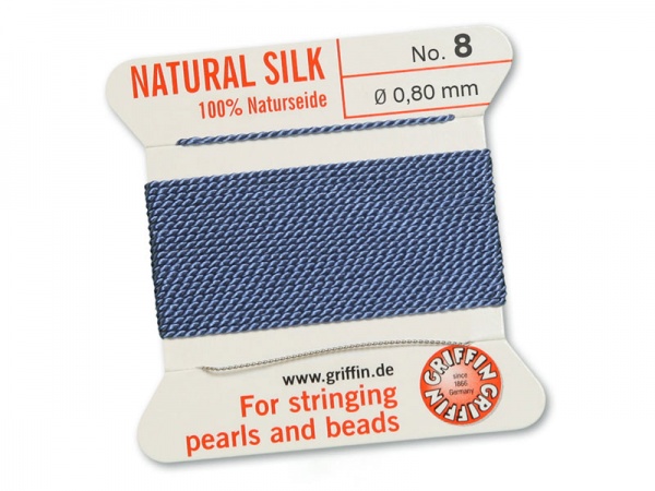 Griffin Silk Beading Thread & Needle ~ Size 8 ~ Blue