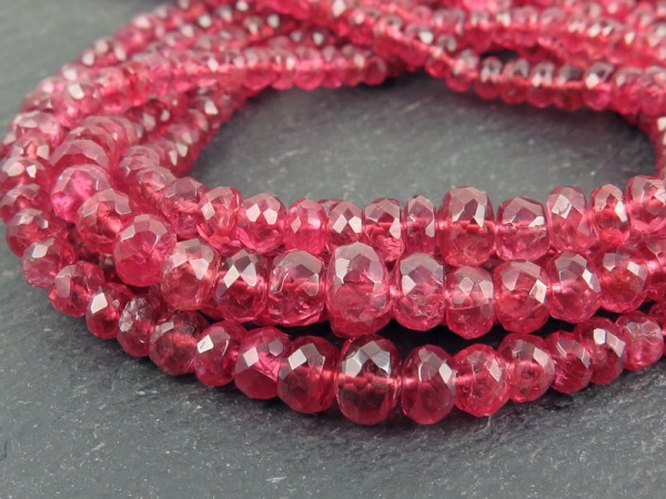 AA Red Spinel Faceted Rondelles 3.25-5.25mm ~ 16'' Strand