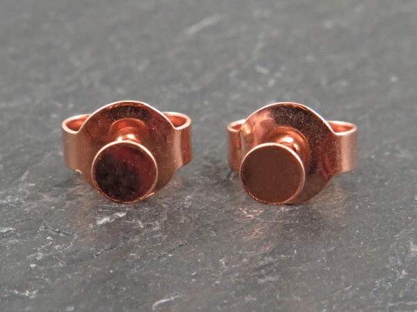 Rose Gold Vermeil Ear Post with Flat Pad and Back 3mm ~ PAIR