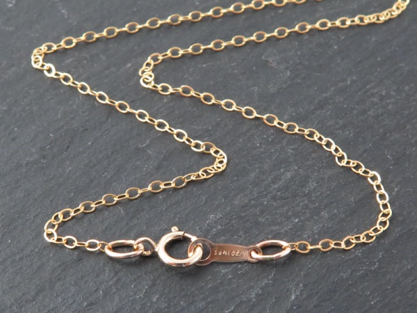 Gold Filled Flat Cable Chain Necklace with Spring Clasp ~ 14''