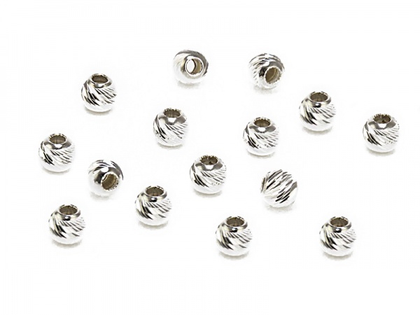 Sterling Silver Multi Cut Bead 4mm ~ Pack of 10