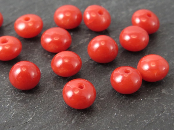 Red Coral Button ~ Half Drilled ~ Various Sizes