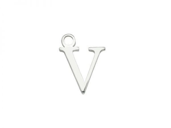 Sterling Silver Alphabet Charm ~ V