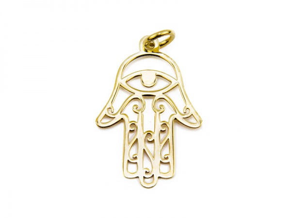 Gold Vermeil Hamsa Hand Pendant 22mm