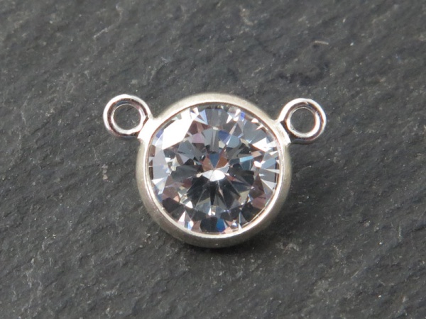 Cubic Zirconia Sterling Silver 2-Way Connector ~ Brilliant White ~ 9.5mm