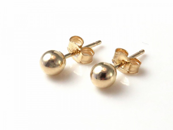 14K Gold Round Studs 4mm ~ PAIR