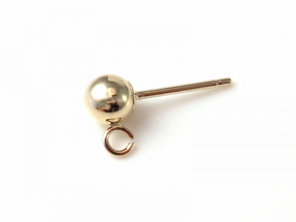 14K Gold Ear Post with Ball and Ring 4mm