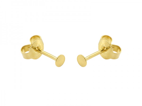 Gold Vermeil Ear Post with Flat Pad and Back 3mm ~ PAIR