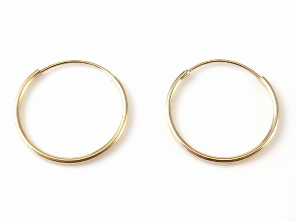 14K Gold Ear Hoops 15mm ~ PAIR