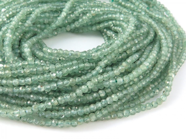 AA Green Kyanite Micro-Faceted Rondelles 2.25mm ~ 12.5'' Strand