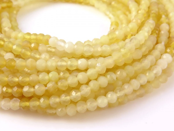 AAA Yellow Opal Micro-Faceted Rondelle Beads 2.25mm ~ 13'' Strand