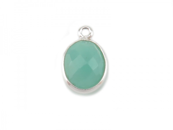 Sterling Silver Amazonite Oval Charm 11-12mm