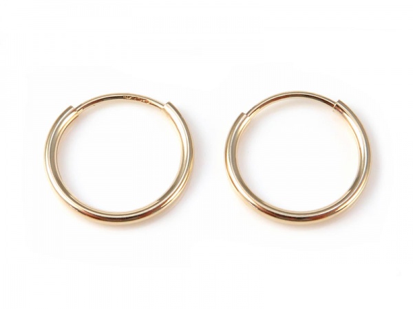 14K Gold Ear Hoops 12mm - PAIR