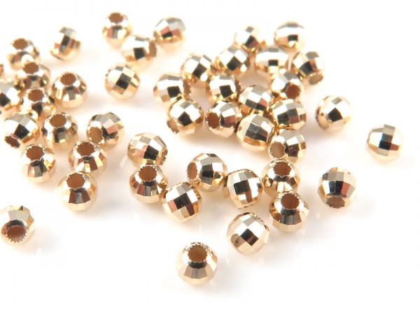 14K Gold Faceted Mirror Bead 2mm