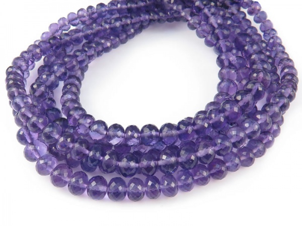 AA+ Amethyst Micro-Faceted Rondelles 3.5-5mm ~ 8.25'' Strand