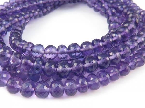 AA+ Amethyst Micro-Faceted Rondelles 3.5-5mm ~ 8.25'' Strand