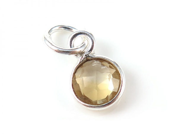 Sterling Silver Citrine Round Charm 6mm