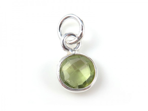 Sterling Silver Peridot Round Charm 6mm