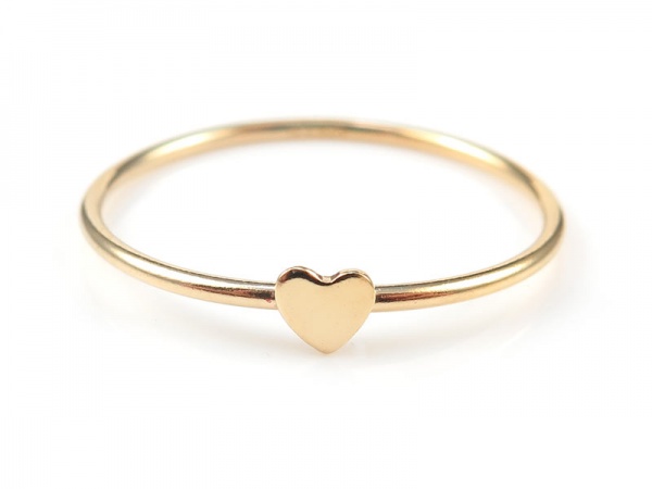 Gold Filled Stacking Ring with Heart ~ Size N